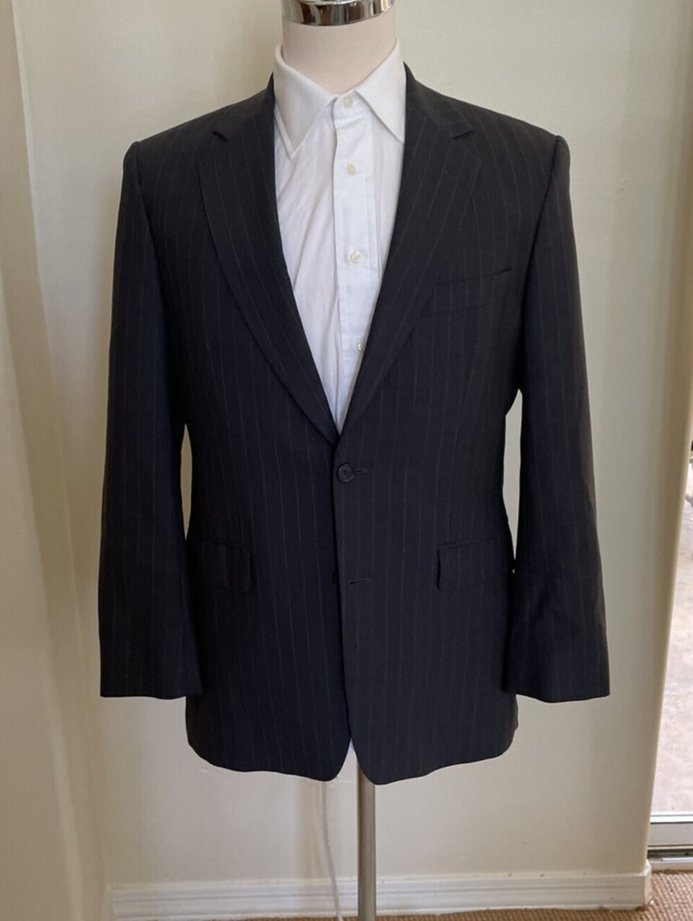 Brooks Brothers "346" Wool Jacket Charcoal Pinstripe 38R
